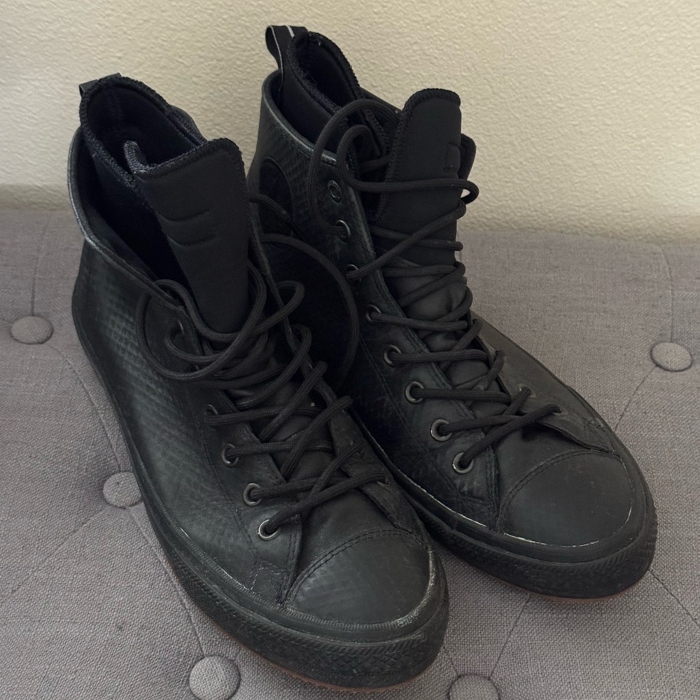 Black/ Black; Converse, High-Top Men's Sneakers; Chuck Taylor 11.5